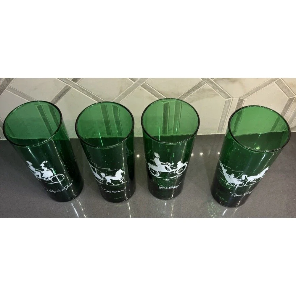 Vintage 1950's - 1960's Anchor Hocking Green Highball Glasses -  Mix & Match